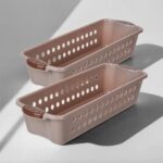 Kuber Industries Pack of 2 Storage Basket | Storage Organizer for Kitchen-Refrigerator-Vegetables-Stationery | Multipurpose Cabinet Shelf Rack | Storage Box for Kitchen | JAWA-1 | Small | Peach