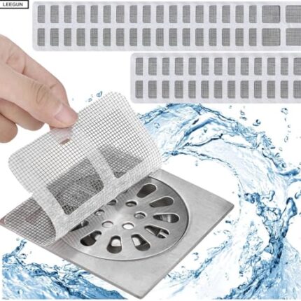 LEEGUN(20 Pcs) Large Drain Mesh Stickers Disposable Hair Catcher for Kitchen, Bathroom, and Bathtub Kitchen Sink Drain Rack Sink Strainer Home Accessories - 10*10cm Easy to Remove and Replace (L, 20)