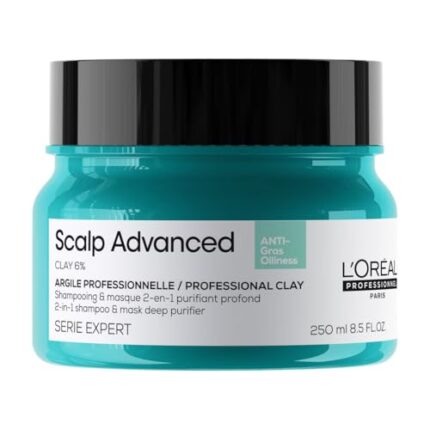 L’Oréal Professionnel Scalp Advanced Anti-Oiliness 2-In-1 Deep Purifier Clay 250gms| For Very Oily Scalps | Purifies the Scalp Deeply with 3% AHA & 6% Clay | For Men & Women