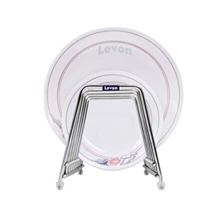 Levon Stainless Steel Plate Rack | Dish Rack | Plate Stand | Dish Stand | Lid Holder Utensil Rack for Kitchen - Size (140 X 320 X 130 mm) | Special Nano Coating