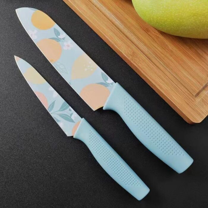 Marco Almond Kitchen Knives Stainless Steel Set 3 Pieces Professional Kitchen Knife Set/Meat Knife/Chef Knife with Non-Slip Handle Sharp Manual Sharpening for Home Kitchen Knife (Blue)