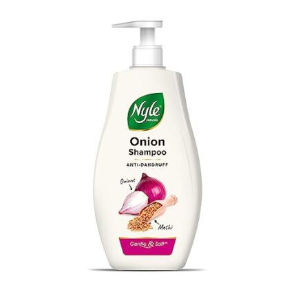 Nyle Naturals Onion Anti-Dandruff Shampoo, With Onion and Fenugreek, Gentle & Soft Shampoo, pH Balanced and Paraben Free, For Men and Women, 800ml