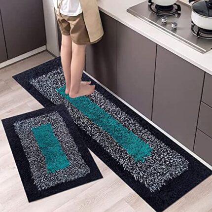 Own Shop Cotton Kitchen Mat | Floor Door Mat| Anti-Slip, Soft,Washable, Printed, Designer, For Floor, Kitchen, Room (16X24 & 17X47 Inchs,) Blue, Rectangular)