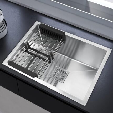 Plantex Premium Kitchen Sink/24"x18"x10" Inches Stainless Steel Sink For Kitchen with 7 Years of Warranty - Single Bowl Sink, Silver Matt (All Fittings & Drain Rack Included)