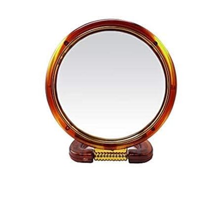 Plastic Round Beauty Tabletop Mount Makeup Mirror Both Sides One Side Magnifying Stand Mirror for Bathroom/Dressing Table/Shaving/Parlours and Salons (Big) 6 inchx6 inch
