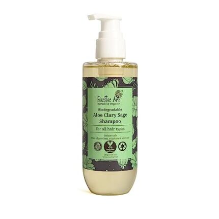 Rustic Art Aloe Clary Sage Shampoo for All Hair Types | Sulphate & Paraben free | Biodegradable, Organic | (210 g)