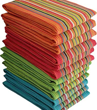SAMI STUDIOS Kitchen Cleaning Napkin Super Value Pack 100% Pure Cotton Napkin Soft Absorbent Hand Napkin, Daily Use Face Napkin, Large Size 40 x 60 cm, Spanish Stripe (Set of 8 Pcs)