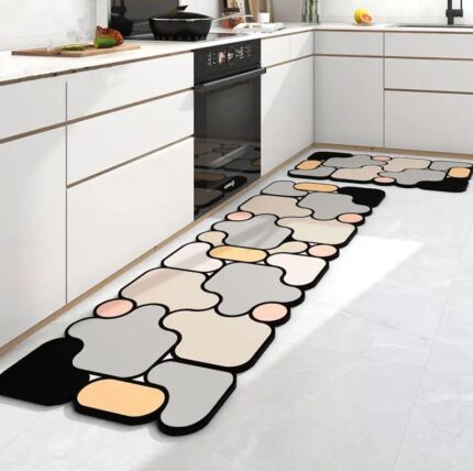 Scizor Kitchen Rugs and Mats, Non Skid Kitchen Runner Rug Absorbent Resist Dirt Kitchen Floor Mat Comfort Standing Mat Made of 100% Polypropylene Machine Washable (Beige MAT)