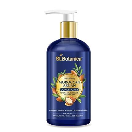 St.Botanica Nourishing Moroccan Argan Conditioner for Women | Infused with Moroccan Argan Oil, Oats Protein, Avocado Oil and Shea Butter to Nourish Dry & Frizzy Hair | No Parabens & Sulphates | Vegan & Cruelty Free | 300 ml (Pack of 1)