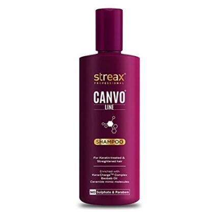 Streax Professional Canvoline Straightening Post Care Shampoo for Women | Enriched with Kera-Charge™ Complex | Anti Frizz & Hair Breakage | Soft & Tangle Free Hair | Sulphate & Paraben free | 300ml