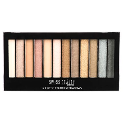 Swiss Beauty Pro Western Exotic Colors Eyeshadow Palette |Matte, Semi-Matte & Shimmering Eyeshadow Colors | Long Wearing And Easily Blendable Eye Makeup Palette | 12 Colors, 18G |