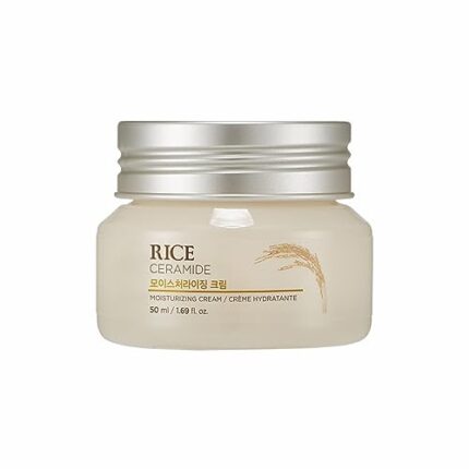 The Face Shop Rice & Ceramide Moisturizing Cream with Rice Extracts for Skin Brightening | Ceramide Moisturizer For Skin Barrier Repair | Paraben & Paraffins Free, Korean skin care products, 50ml