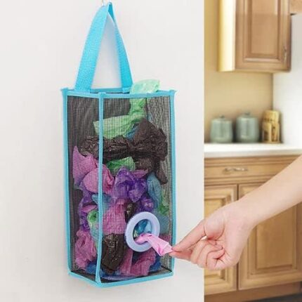 VENOZO Wall Hanging Garbage Bags Recycle Breathable Plastic Storage Polythene Garbage Bags Kitchen Organizer Plastic Wall Mounted Rubbish Bag Container- Multi Color, Pack Of 1 Count