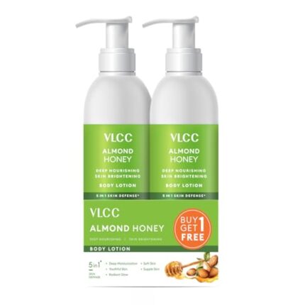 VLCC Almond Honey Deep Nourishing & Skin Brightening Body Lotion - 350ml + 350ml | Buy One Get One | Deep Nourishment, Glowing & Youthful Skin | With Almond Oil, Honey, Cocoa Butter & Aloe Vera.