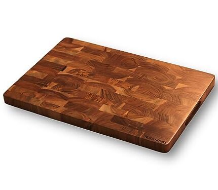 Vesta Homes Large Wooden Chopping Board, Cutting Board, Serving, Charcuterie, and Cheese Board for Kitchen | Natural Acacia Wood | Natural Color, 45.5x30.5x2.5 cm | Handcrafted in India