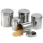 Vinod Kraft Stainless Steel Ubha Dabba Set of 5 Pcs | 1.2, 1.6, 2.1, 2.3, and 3.3 Litres | Canisters Set | Kitchen Storage Containers Set | Food Grade | 2 Year Warranty - Silver