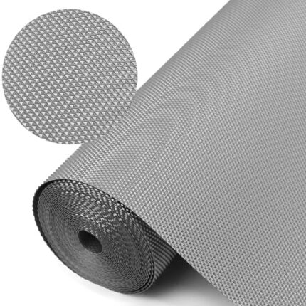 Viva Non-Adhesive Shelf Liner PVC Anti Slip Kitchen Table Place Mat Multipurpose Washable Grip Roll for Dinning Cupboards Cabinets Refrigerators Drawers- (Diamond Texture, Grey, 1.5 m x 45 cm)