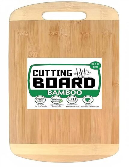 Wood Chopping Board Non Slip Bamboo Wooden Kitchen Chopping, with Tray Cutting Slicing Board with Holder for Fruits Vegetables & Meat Bread Dryfruits (Wood Chopping Board)