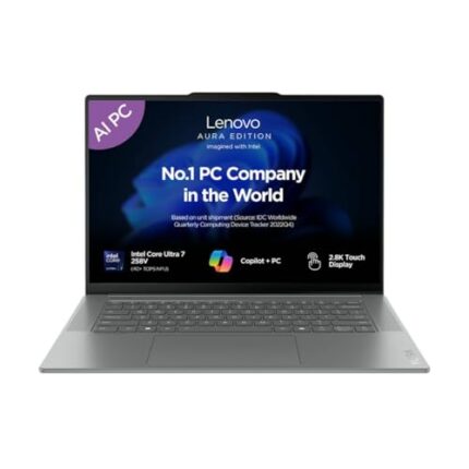 Lenovo Yoga Slim 7 Aura Edition Intel Evo Core Ultra 7 258V (32GB RAM/1TB SSD/15(38.86cm)/Copilot+ PC/Windows 11/Office Home 2024/Grey/1.53Kg), 83HM004NIN AI Laptop