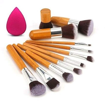 Miss & Mam Professional Makeup Brushes Set Foundation Blending Brush Tool Cosmetic Kits Makeup Set Brusher + Puff - Wooden