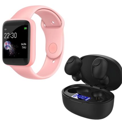 Drumstone Combo C811 Smart Watch for Unisex, Features Like Daily Activity Tracker, Heart Rate Sensor, Sleep Monitor & Wireless Earbuds Bluetooth 5.0 Mini Earphone Stereo Bass LED Power Display